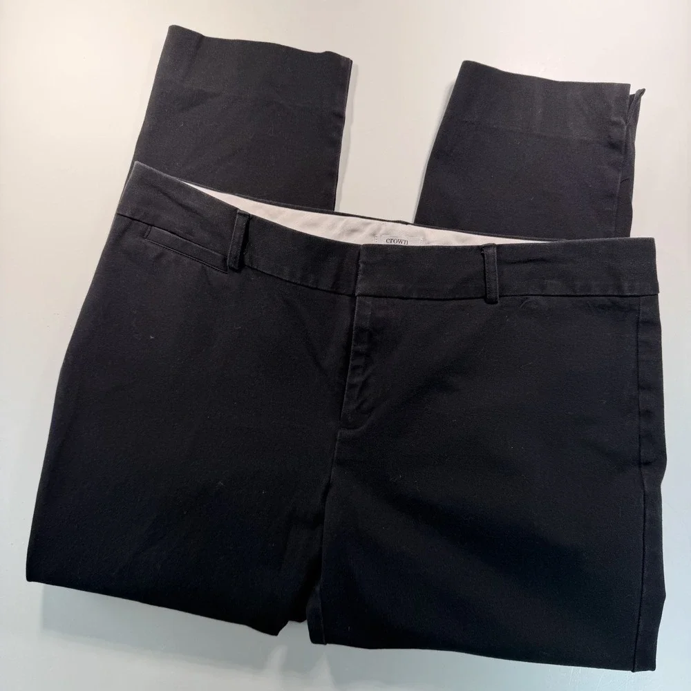 Crown & Ivy Women's‎ Chino Pant Black Straight Leg 14 Cotton Blend